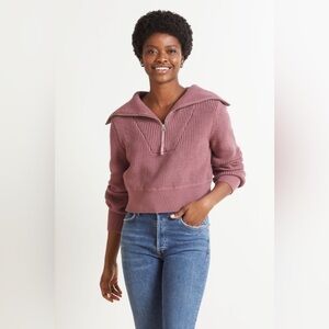 Varley Mentone half zip sweater rose brown size small